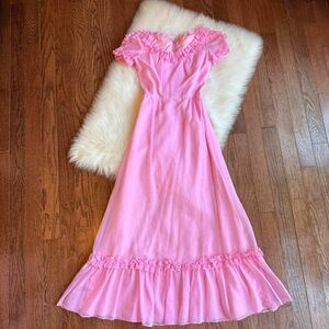 Vintage house of bianchi 70s pink maxi dress